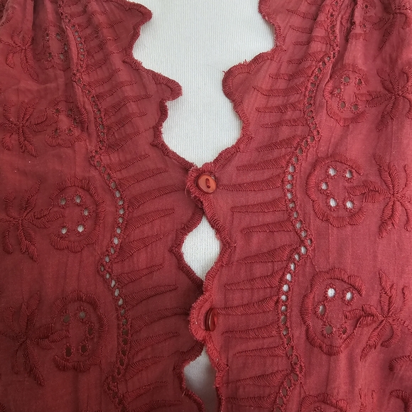 Free People Boho Embroidered Eyelet Top - Picture 6 of 15
